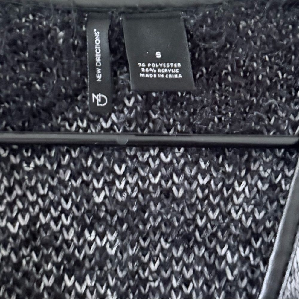 Black Gray Chevron Open Front Warm Cardigan S Size - Picture 3 of 3